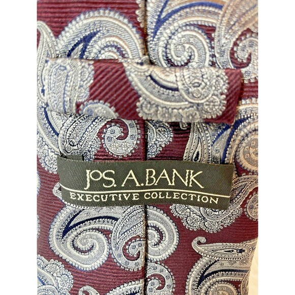 Jos. A. Bank Heritage Collection Paisley Repp Tie Silk Necktie Red Mens Size 58 - Picture 4 of 7